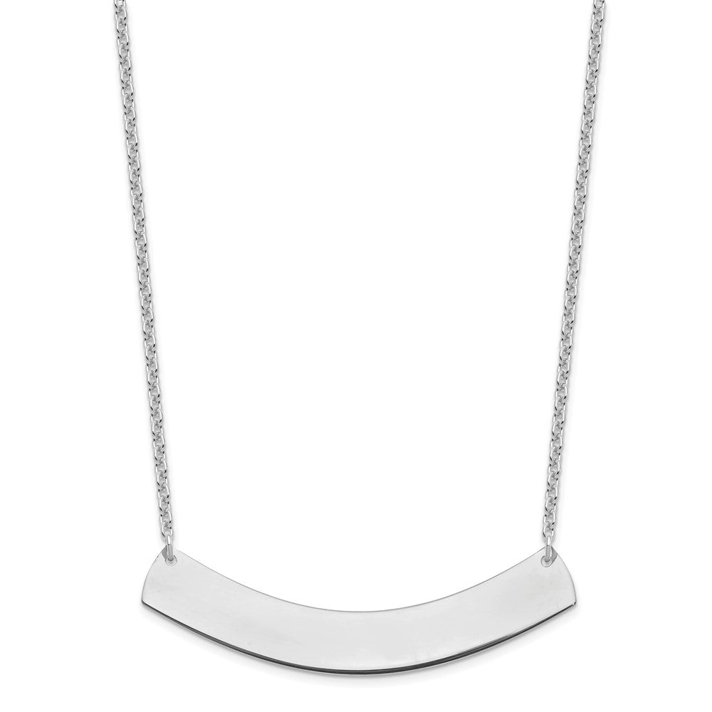 Sterling Silver/Rhodium-plated Large Curved Blank Bar Necklace XNA1210SS