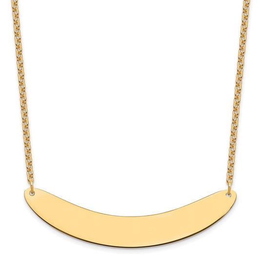 Sterling Silver/Gold-plated Large Curved Blank Bar Necklace XNA1211GP