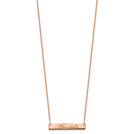 Sterling Silver/Rose-plated Small EDWARDIAN SCRIPT Bar Necklace XNA1214RP