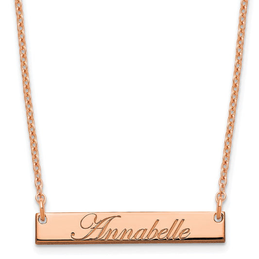 Sterling Silver/Rose-plated Small EDWARDIAN SCRIPT Bar Necklace XNA1214RP