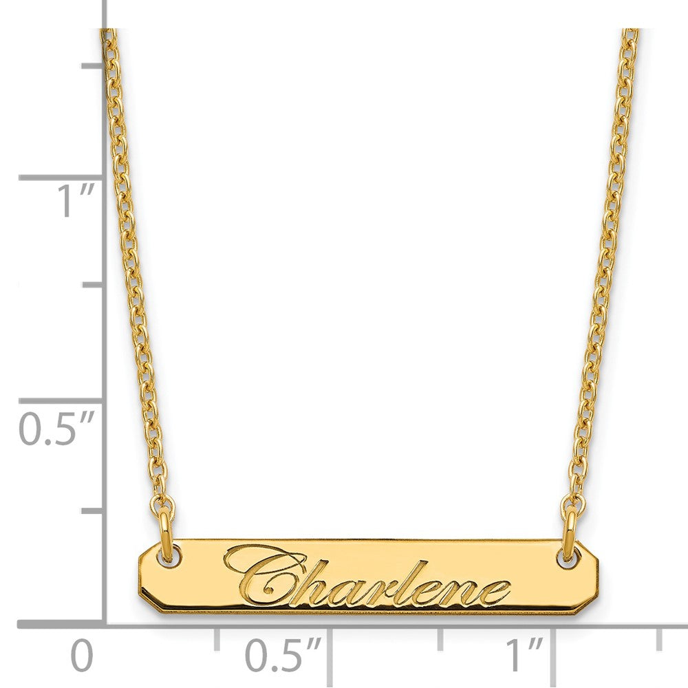 Sterling Silver/Gold-plated Small EDEARDIAN SCRIPT BAR Necklace XNA1215GP