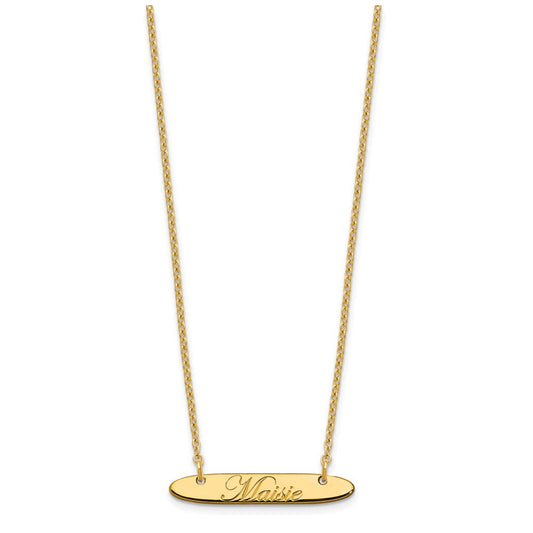 SS/Gold-plated Small Oblong EDEARDIAN SCRIPT Bar Necklace XNA1216GP