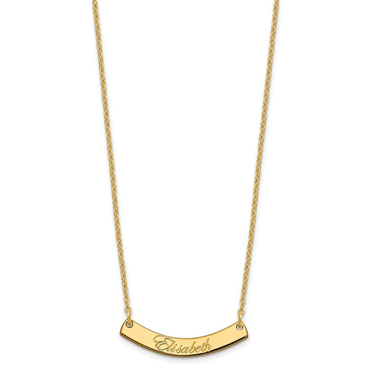 SS/Gold-plated Small EDWARDIAN SCRIPT Curved Bar Necklace XNA1217GP