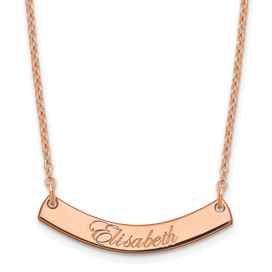 SS/Rose-plated Small EDWARDIAN SCRIPT Curved Bar Necklace XNA1217RP