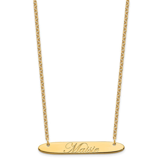 SS/Gold-plated Medium Oblong EDEARDIAN SCRIPT Bar Necklace XNA1221GP
