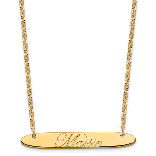 SS/Gold-plated Medium Oblong EDEARDIAN SCRIPT Bar Necklace XNA1221GP
