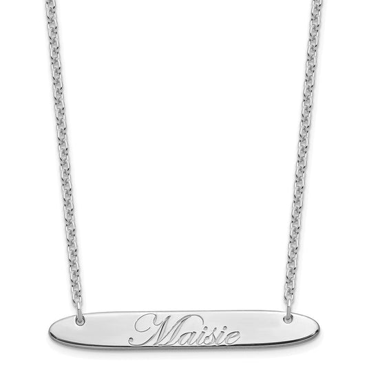 SS/Rhodium-plated Medium Oblong EDWARDIAN SCRIPT Bar Necklace XNA1221SS