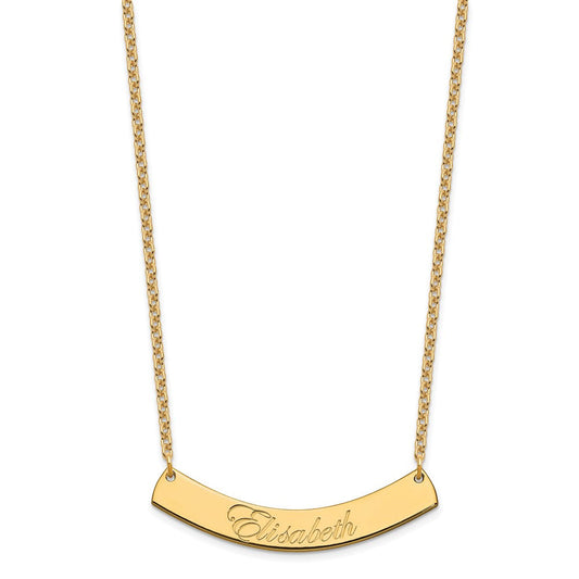 SS/Gold-plated Medium EDWARDIAN SCRIPT Curved Bar Necklace XNA1222GP