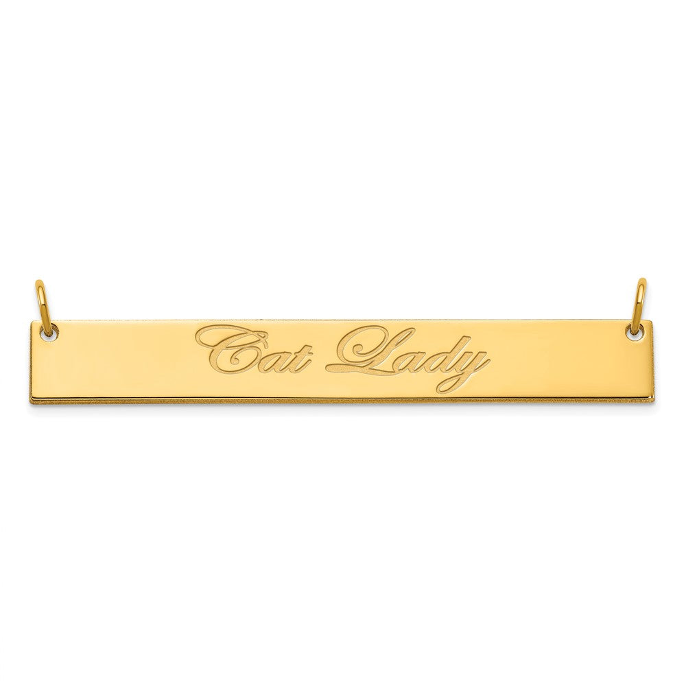 Sterling Silver/Gold-plated Large EDWARDIAN SCRIPT Bar Necklace XNA1224GP