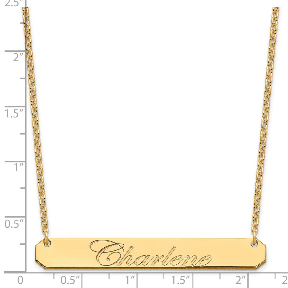 Sterling Silver/Gold-plated Large EDWARDIAN SCRIPT Bar Necklace XNA1225GP