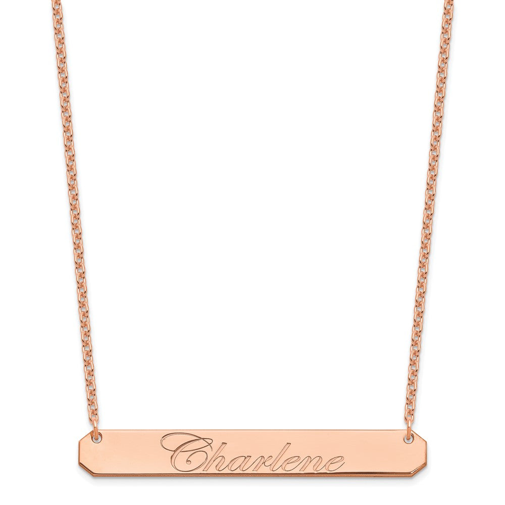 Sterling Silver/Rose-plated Large EDWARDIAN SCRIPT Bar Necklace XNA1225RP