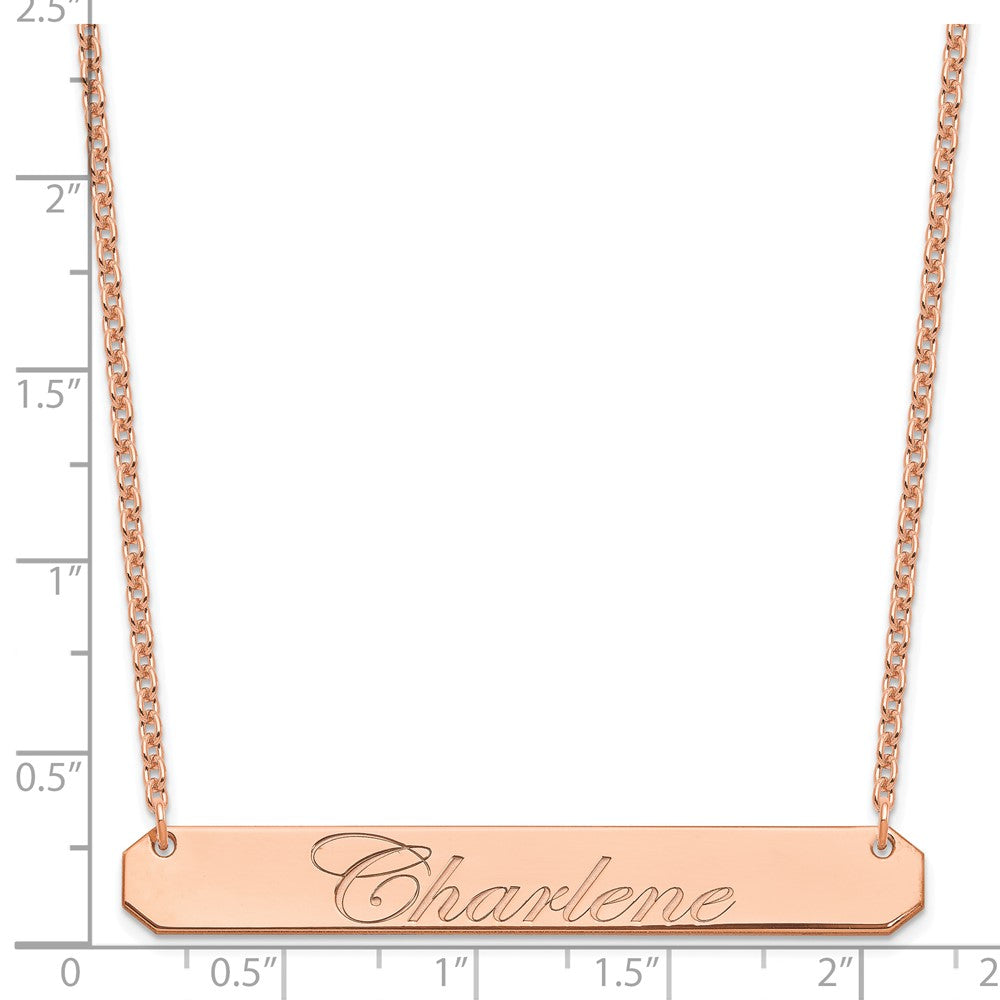 Sterling Silver/Rose-plated Large EDWARDIAN SCRIPT Bar Necklace XNA1225RP
