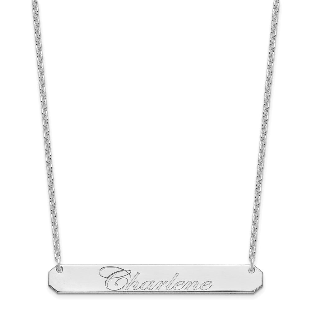 SS/Rhodium-plated Large EDWARDIAN SCRIPT Bar Necklace XNA1225SS