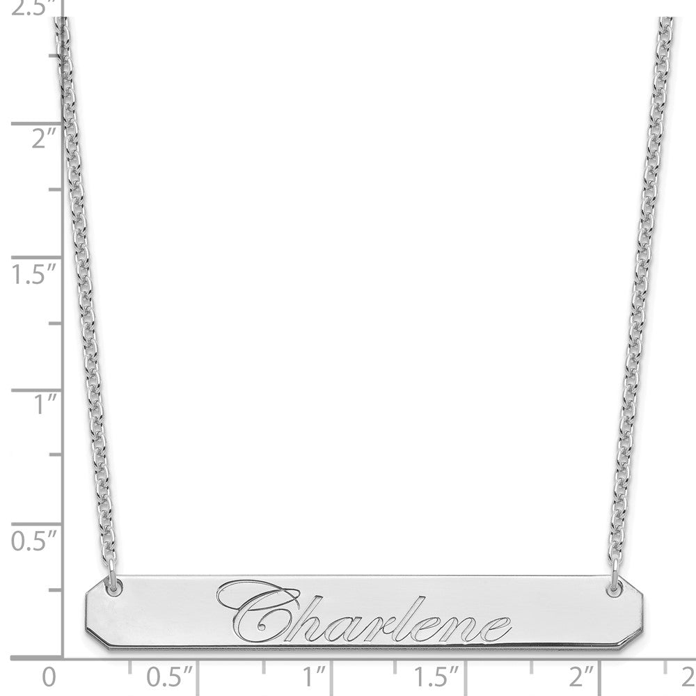 SS/Rhodium-plated Large EDWARDIAN SCRIPT Bar Necklace XNA1225SS