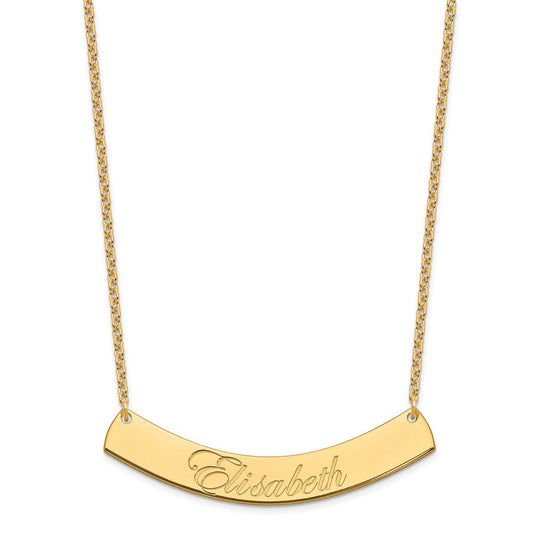SS/Gold-plated Large EDWARDIAN SCRIPT Curved Bar Necklace XNA1227GP