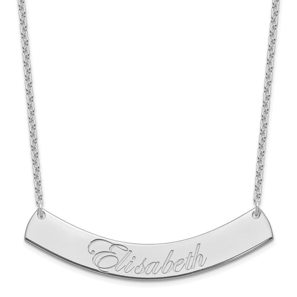 SS/Rhodium-plated Large EDWARDIAN SCRIPT Curved Bar Necklace XNA1227SS