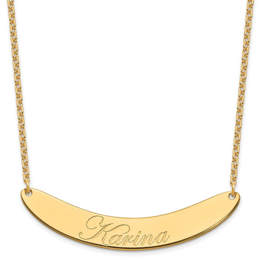 SS/Gold-plated Large EDWARDIAN SCRIPT Curved Bar Necklace XNA1228GP