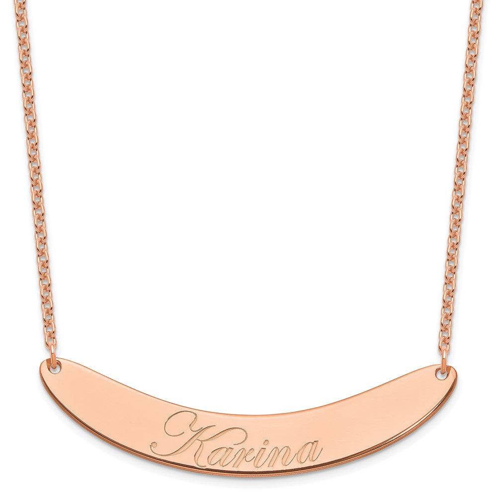 SS/Rose-plated Large EDWARDIAN SCRIPT Curved Bar Necklace XNA1228RP