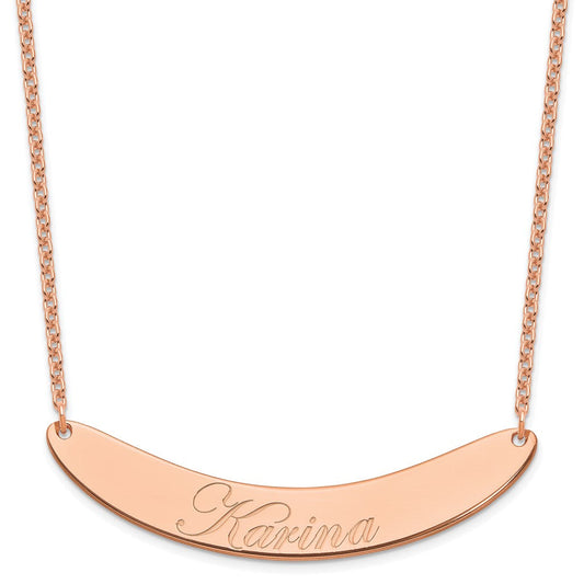 SS/Rose-plated Large EDWARDIAN SCRIPT Curved Bar Necklace XNA1228RP