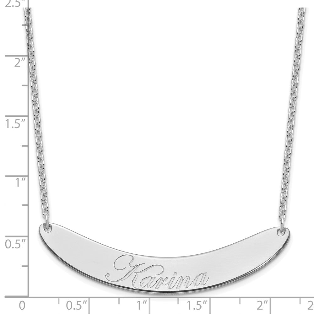 SS/Rhod-plated Large EDWARDIAN SCRIPT Curved Bar Necklace XNA1228SS