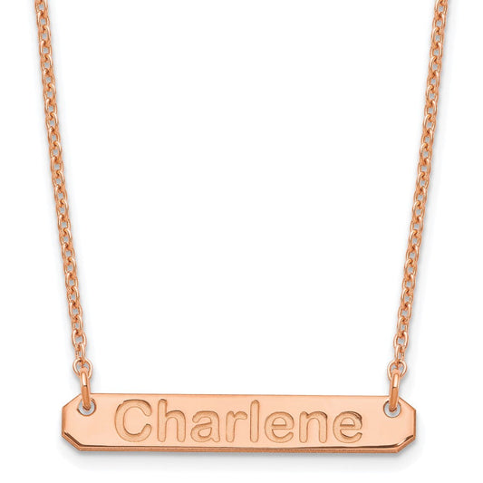 Sterling Silver/Rose-plated Small ARIAL ROUNDED Bar Necklace XNA1232RP