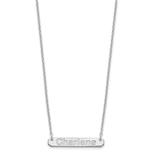 SS/Rhodium-plated Small Polished Arial Rounded Bar Necklace XNA1232SS