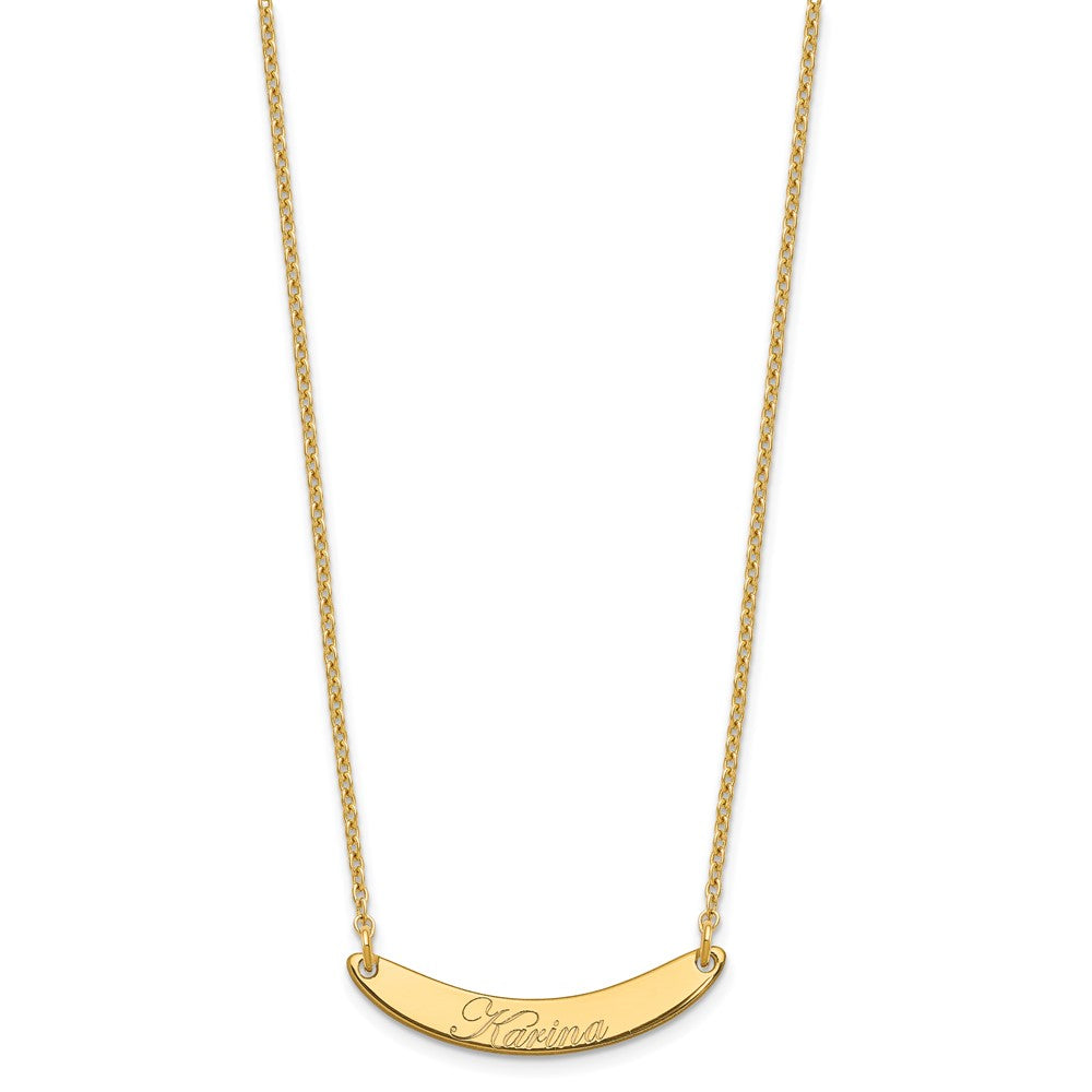 SS/Gold-plated Small EDWARDIAN SCRIPT Curved Bar Necklace XNA1235GP
