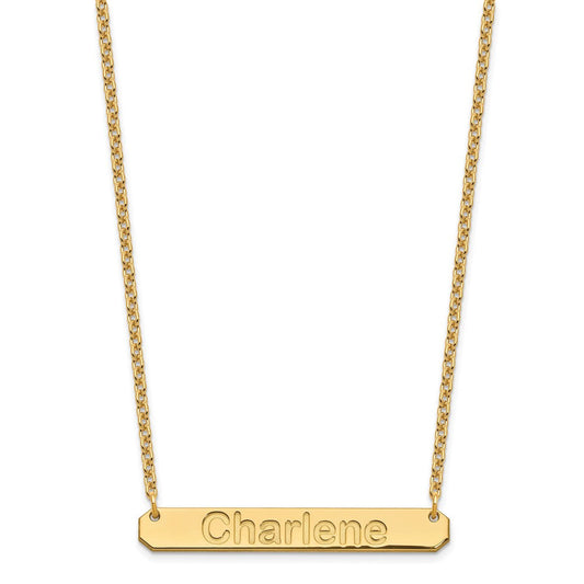 Sterling Silver/Gold-plated Medium ARIAL ROUNDED Bar Necklace XNA1237GP