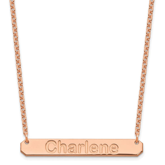 Sterling Silver/Rose-plated Medium ARIAL ROUNDED Bar Necklace XNA1237RP