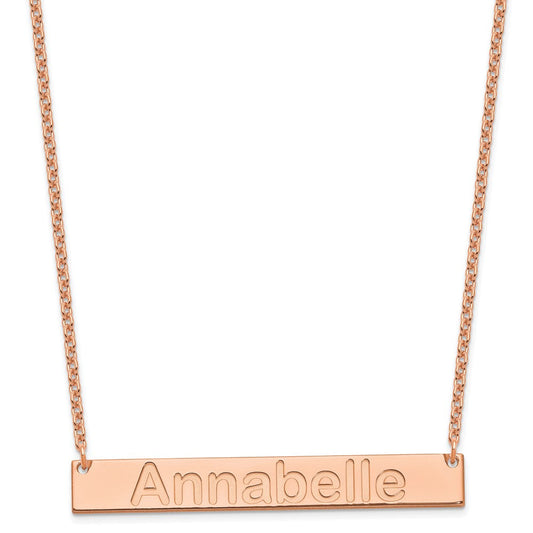 Sterling Silver/Rose-plated Large ARIAL ROUNDED Bar Necklace XNA1241RP