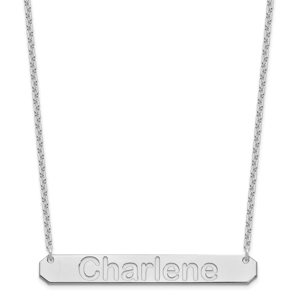 Sterling Silver/Rhodium-plated Large ARIAL ROUNDED Bar Necklace XNA1242SS