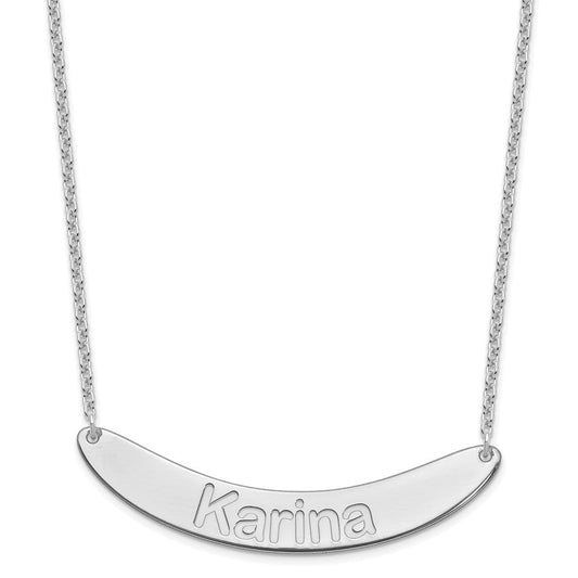 SS/Rhod-plated Large ARIAL ROUNDED Curved Bar Necklace XNA1245SS