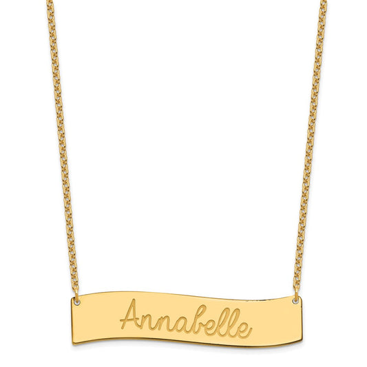 SS/Gold-plated Medium AWAYS IN MY HEART Curved Bar Necklace XNA1253GP