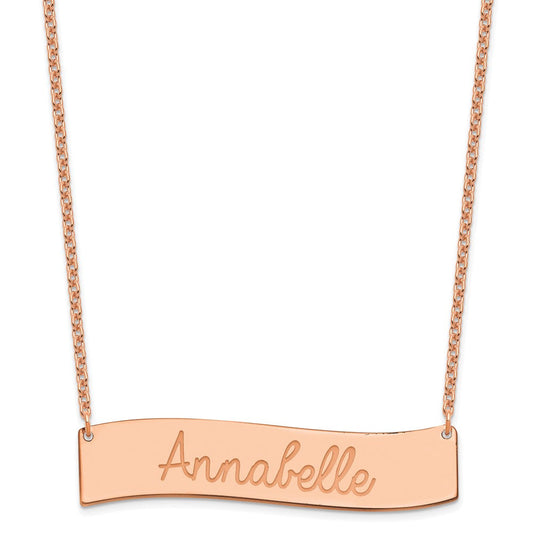 SS/Rose Gold Medium ALWAYS IN MY HEART Curved Bar Necklace XNA1253RP