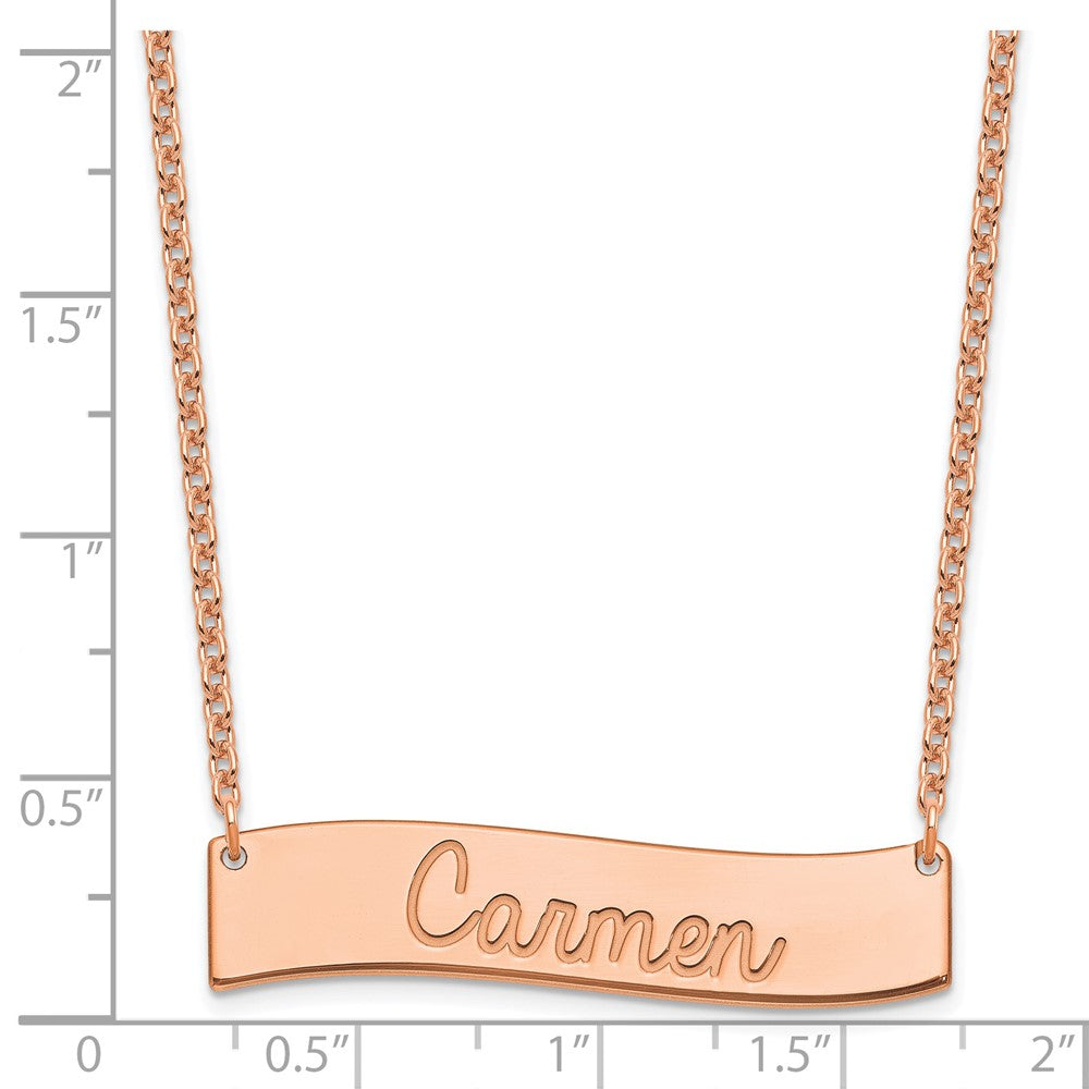 SS/Rose Gold Medium ALWAYS IN MY HEART Curved Bar Necklace XNA1254RP
