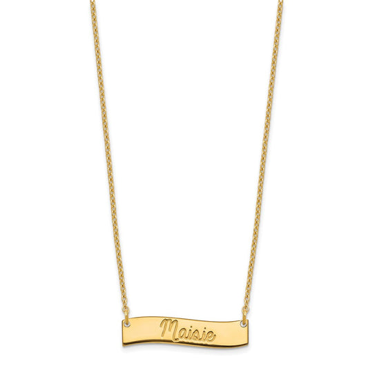 SS/Gold-plated Small AWAYS IN MY HEART Curved Bar Necklace XNA1255GP