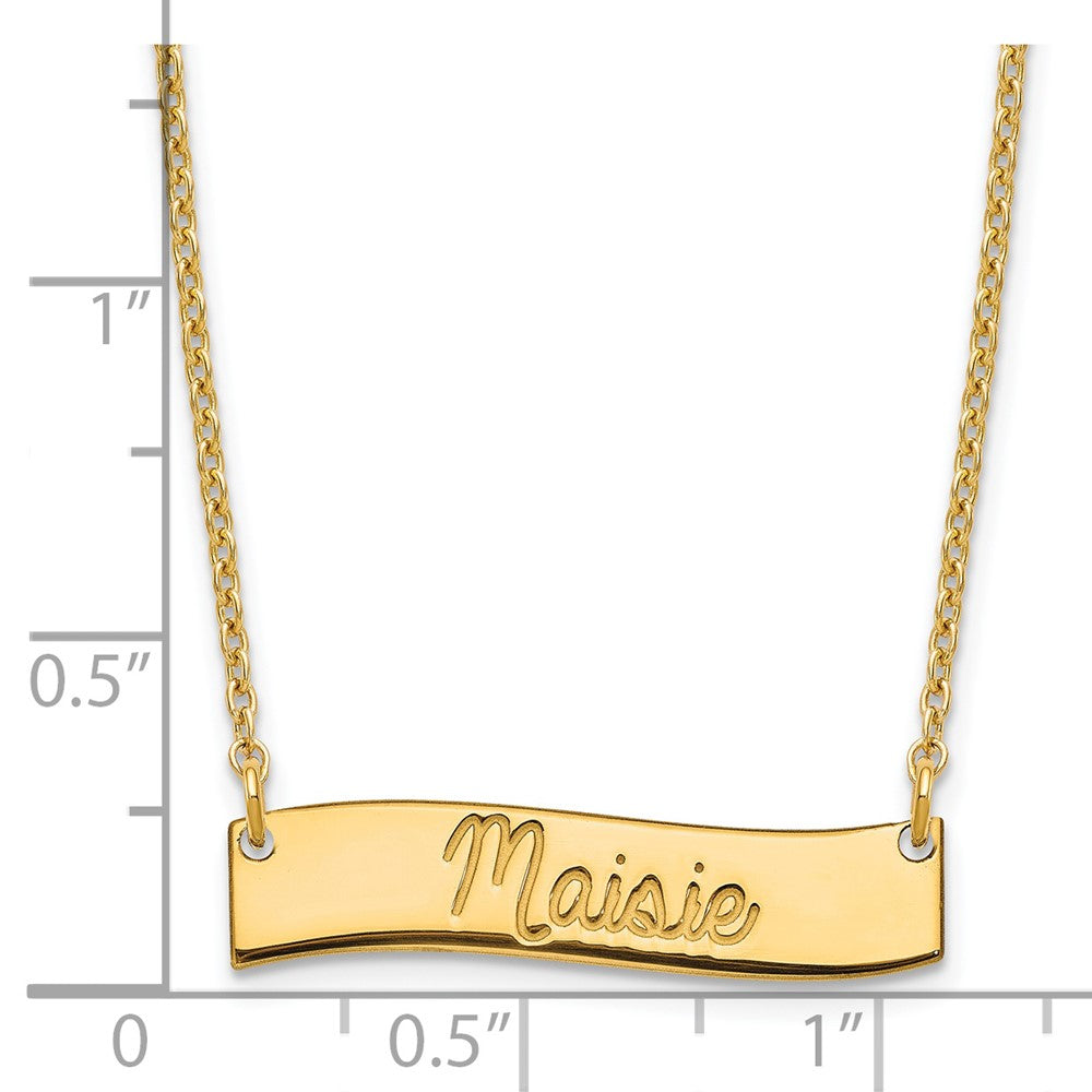 SS/Gold-plated Small AWAYS IN MY HEART Curved Bar Necklace XNA1255GP