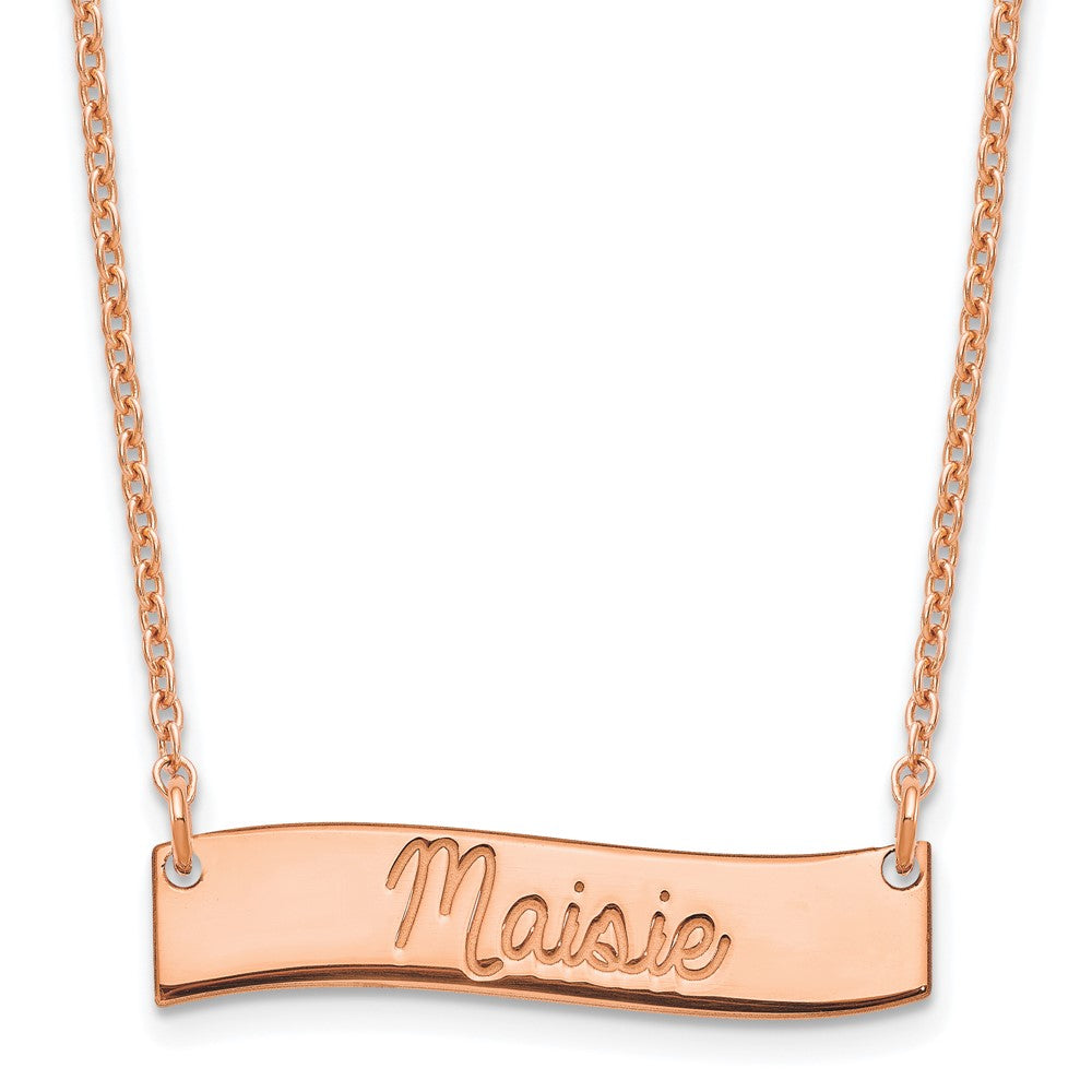 SS/Rose Gold Small ALWAYS IN MY HEART Curved Bar Necklace XNA1255RP