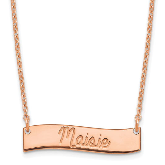 SS/Rose Gold Small ALWAYS IN MY HEART Curved Bar Necklace XNA1255RP