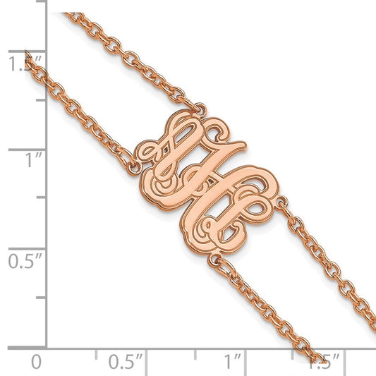 SS/Rose-plated Double Chain Etched Monogram Bracelet XNA1264RP