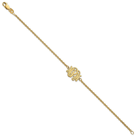 Sterling Silver/Gold-plated Etched Monogram Bracelet XNA1266GP