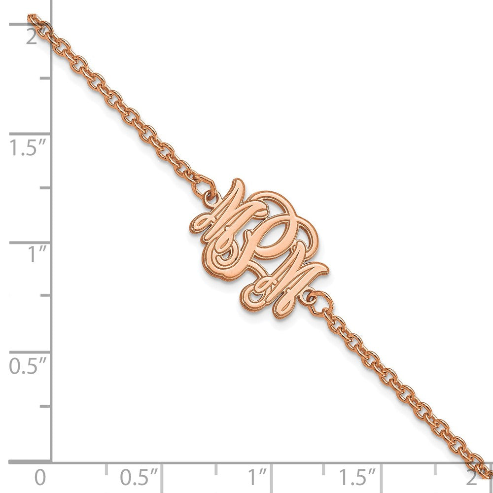 Sterling Silver/Rose-plated Etched Monogram Bracelet XNA1266RP