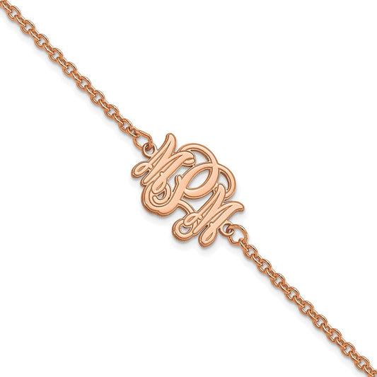 Sterling Silver/Rose-plated Etched Monogram Bracelet XNA1266RP