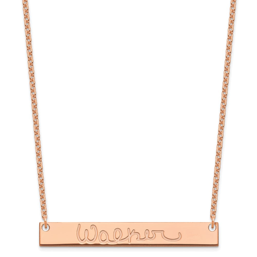 Sterling Silver/Rose-plated Large Signature Bar Necklace XNA1275RP