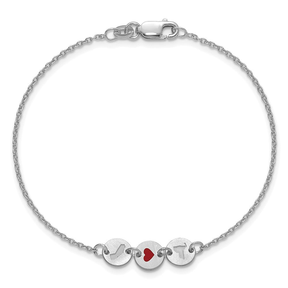 Sterling Silver/Rhodium-plated State Heart State Disc Bracelet XNA1524SS
