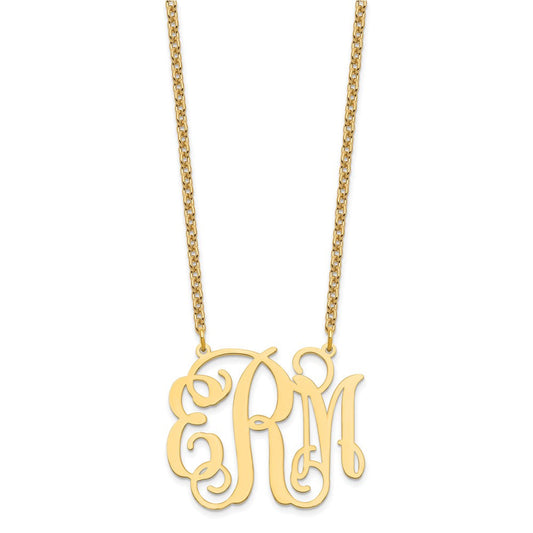 Sterling Silver/Gold-plated Large Monogram Necklace XNA535GP