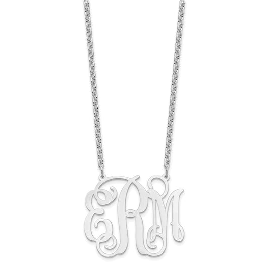 Sterling Silver/Rhodium-plated Large Monogram Necklace XNA535SS