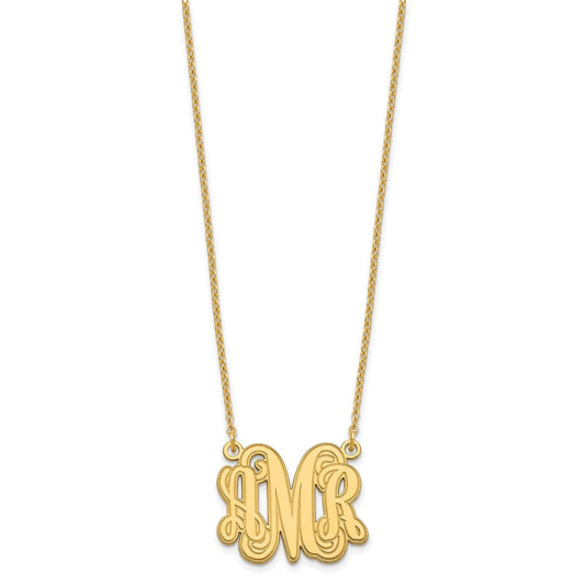 Sterling Silver/Gold-plated Etched Monogram Necklace XNA538GP