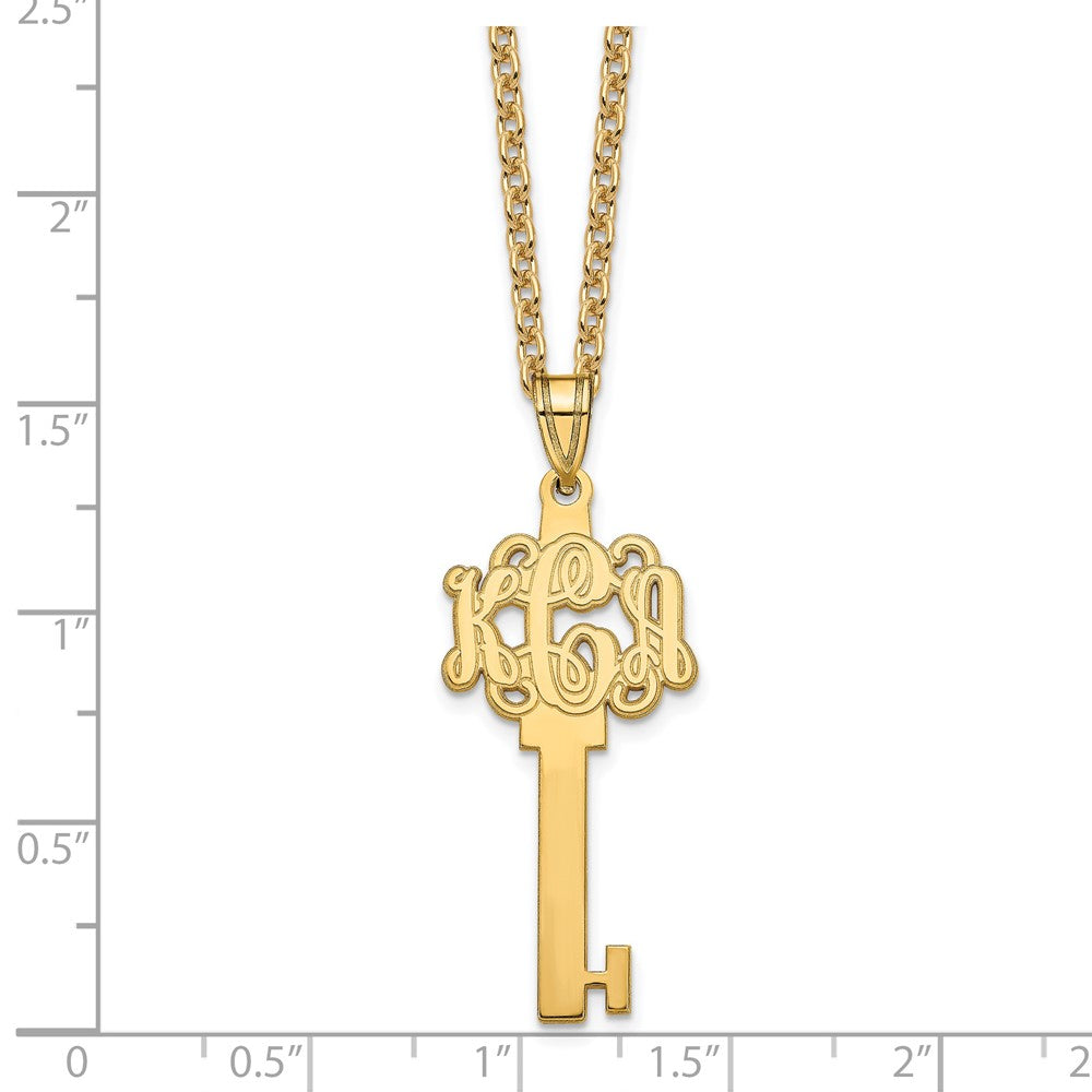Sterling Silver/Gold-plated Etched Monogram Key Necklace XNA557GP