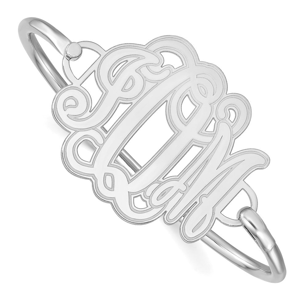 SS/Rhodium-plated Etched Monogram with Sterling Silver Bangle XNA558SS